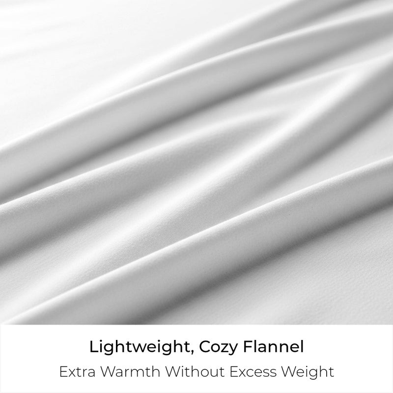 Mellanni Cotton Flannel Sheet Set - Double Brushed for Added Softness & Comfort - Deep Pocket Fitted Sheet up to 16" - 4 Piece Set (Full, White) - Image 5